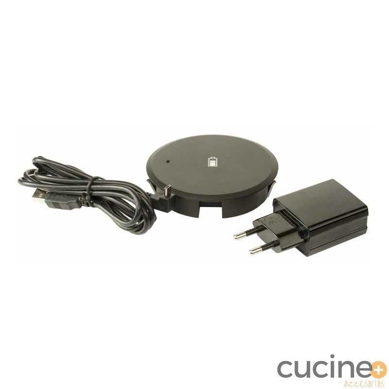 Cargador inhalambrico con entrada usb.
