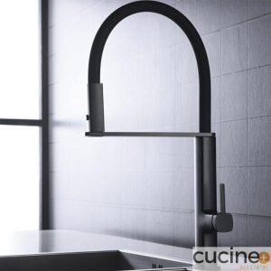 Grifo monomando extraible de cocina Menorca en negro mate