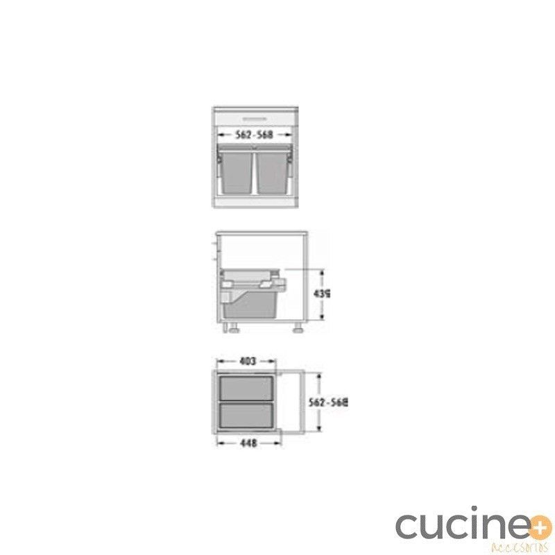 Cubos de basura para mueble bajo fregadero de 600 mm EURO CARGO S