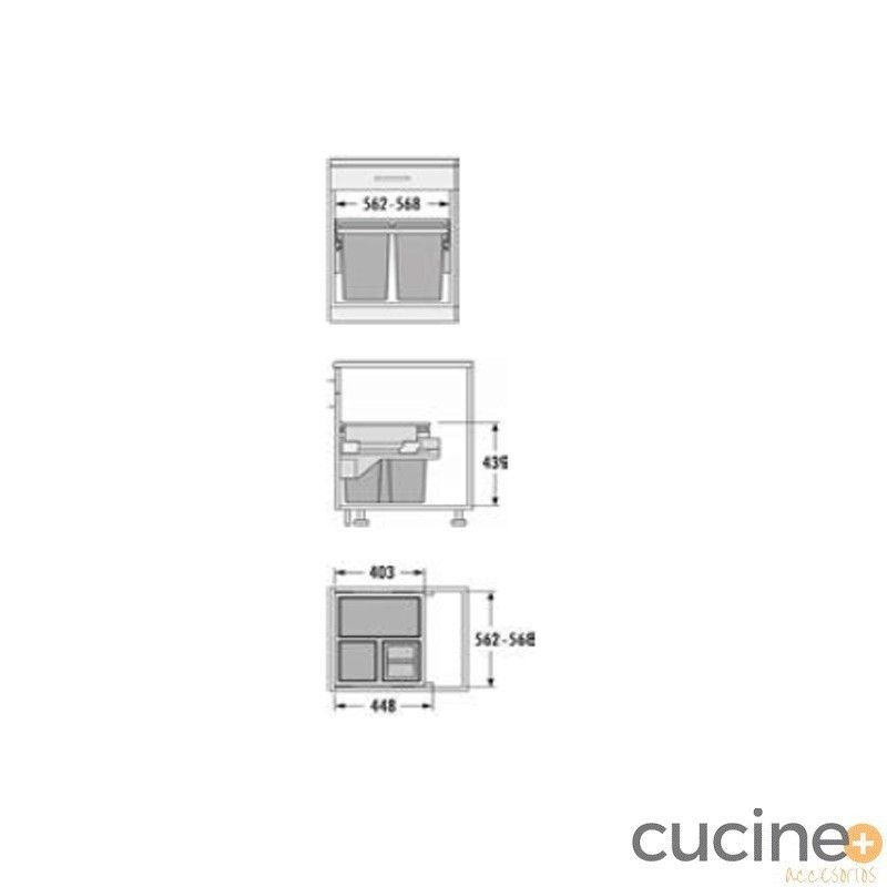Cubos de basura para mueble bajo fregadero de 600 mm EURO CARGO S