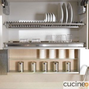 Escurreplatos en acero inoxidable con bandeja vierte agua